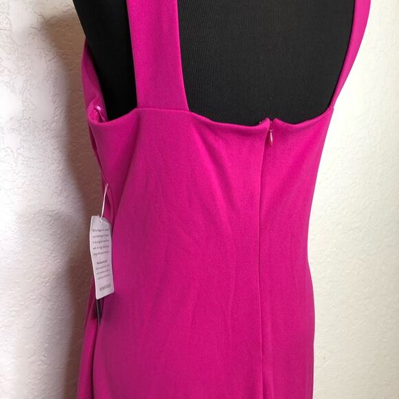 Bebe bright pink halter neck open back sleeveless ruffle hem dress Large NWT - Picture 14 of 16